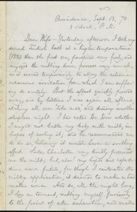 Letter from William Lloyd Garrison, Providence, [R.I.], to Helen Eliza Garrison, Sept. 13, [18]70, 3 o'clock P.M.