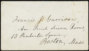 Letter from William Lloyd Garrison, Providence, [R.I.], to Francis Jackson Garrison, Sept. 14, [18]70, 3 P. M.
