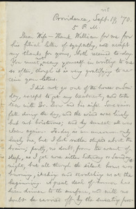 Letter from William Lloyd Garrison, Providence, [R.I.], to Helen Eliza Garrison, Sept. 19, [18]70