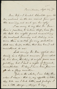 Letter from William Lloyd Garrison, Providence, [R.I.], to Helen Eliza Garrison, Sept. 22, [18]70