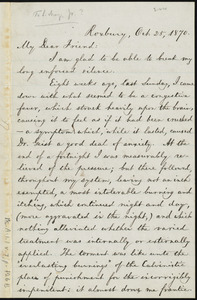 Letter from William Lloyd Garrison, Roxbury, [Mass.], to Samuel May, Oct. 25, 1870
