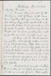 Letter from William Lloyd Garrison, Rockledge, [Roxbury, Mass.], to Wendell Phillips Garrison, Nov. 27, 1870