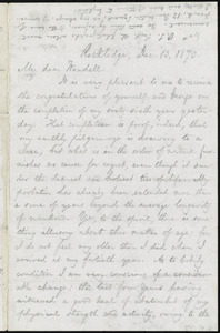 Letter from William Lloyd Garrison, Rockledge, [Roxbury, Mass.], to Wendell Phillips Garrison, Dec. 13, 1870
