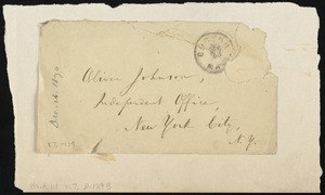 Letter from William Lloyd Garrison, Roxbury, [Mass.], to Oliver Johnson, Dec. 26, 1870
