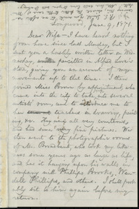 Letter from William Lloyd Garrison, Longwood, [Pa.], to Helen Eliza Garrison, June 9, 1871