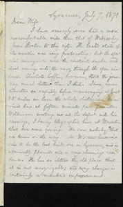 Letter from William Lloyd Garrison, Syracuse, [N.Y.], to Helen Eliza Garrison, July 7, 1871