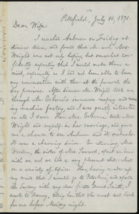 Letter from William Lloyd Garrison, Pittsfield, [Mass.], to Helen Eliza Garrison, July 10, 1871