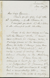 Letter from Samuel May, Leicester, [Mass.], to William Lloyd Garrison, Jan. 20, [18]72