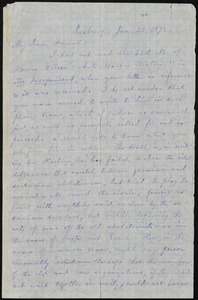 Letter from William Lloyd Garrison, Roxbury, [Mass.], to Samuel May, Jan. 23, 1872