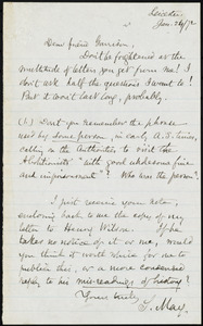 Letter from Samuel May, Leicester, [Mass.], to William Lloyd Garrison, Jan. 24, [18]72