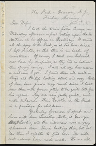 Letter from William Lloyd Garrison, The Park - Orange, N.J, to Helen Eliza Garrison, Friday Morning, June 7th, 1872