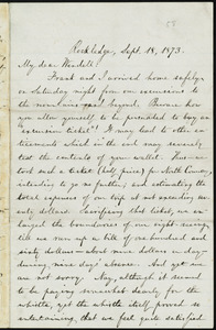 Letter from William Lloyd Garrison, Rockledge, [Mass.], to Wendell Phillips Garrison, Sept. 18, 1873