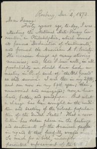 Letter from William Lloyd Garrison, Roxbury, [Mass.], to Fanny Garrison Villard, Dec. 4, 1873
