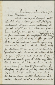Letter from William Lloyd Garrison, Roxbury, [Mass.], to Wendell Phillips Garrison, Dec. 23, 1873