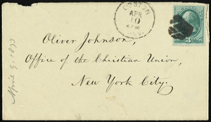 Letter from William Lloyd Garrison, Roxbury, [Mass.], to Oliver Johnson, April 9, 1873
