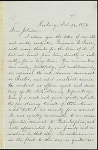 Letter from William Lloyd Garrison, Roxbury, [Mass.], to Oliver Johnson, Feb. 24, 1874