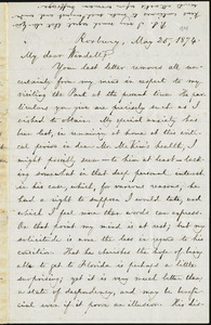 Letter from William Lloyd Garrison, Roxbury, [Mass.], to Wendell Phillips Garrison, May 25, 1874