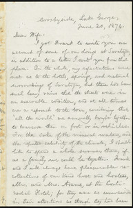 Letter from William Lloyd Garrison, Crosbyside, Lake George, [N.Y.], to Helen Eliza Garrison, June 20, 1874