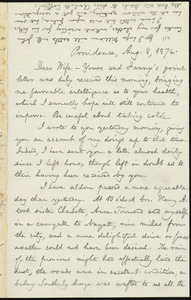 Letter from William Lloyd Garrison, Providence, [R.I.], to Helen Eliza Garrison, Aug. 8, 1874