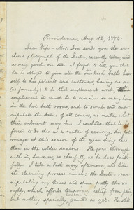 Letter from William Lloyd Garrison, Providence, [R.I.], to Helen Eliza Garrison, Aug. 12, 1874