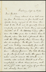 Letter from William Lloyd Garrison, Roxbury, [Mass.], to Wendell Phillips Garrison, Sept. 2, 1874