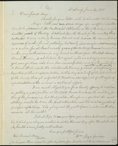 Letter from William Lloyd Garrison, Roxbury, [Mass.], to Samuel May, June 15, 1875