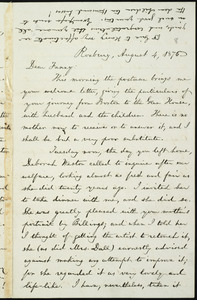 Letter from William Lloyd Garrison, Roxbury, [Mass.], to Fanny Garrison Villard, August 4, 1876