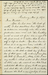 Letter from William Lloyd Garrison, Roxbury, [Mass.], to Wendell Phillips Garrison, Nov. 9, 1875