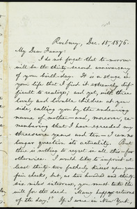 Letter from William Lloyd Garrison, Roxbury, [Mass.], to Fanny Garrison Villard, Dec. 15, 1876