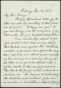 Letter from William Lloyd Garrison, Roxbury, [Mass.], to Fanny Garrison Villard, Dec. 31, 1876