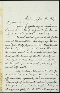Letter from William Lloyd Garrison, Roxbury, [Mass.], to Fanny Garrison Villard, Jan. 11, 1877