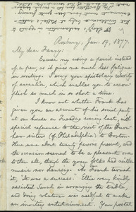 Letter from William Lloyd Garrison, Roxbury, [Mass.], to Fanny Garrison Villard, Jan. 19, 1877
