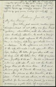 Letter from William Lloyd Garrison, Roxbury, [Mass.], to Fanny Garrison Villard, Jan. 23, 1877