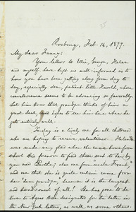 Letter from William Lloyd Garrison, Roxbury, [Mass.], to Fanny Garrison Villard, Feb. 14, 1877