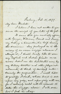 Letter from William Lloyd Garrison, Roxbury, [Mass.], to Wendell Phillips Garrison, Feb. 16, 1877