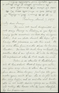 Letter from William Lloyd Garrison, Roxbury, [Mass.], to Fanny Garrison Villard, March 7, 1877