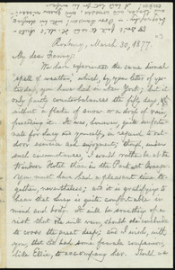 Letter from William Lloyd Garrison, Roxbury, [Mass.], to Fanny Garrison Villard, March 30, 1877