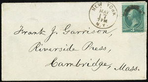 Letter from William Lloyd Garrison, New York, to Francis Jackson Garrison, May 17, 1877