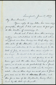 Letter from William Lloyd Garrison, Liverpool, [England], to Elizabeth Pease Nichol, June 5, 1877