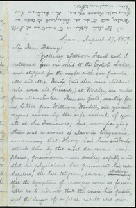 Letter from William Lloyd Garrison, Lymm, [England], to Fanny Garrison Villard, August 17, 1877