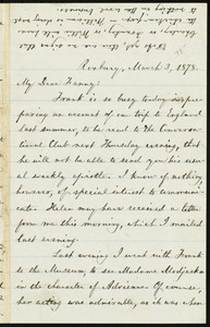 Letter from William Lloyd Garrison, Roxbury, [Mass.], to Fanny Garrison Villard, March 3, 1878