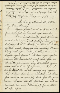 Letter from William Lloyd Garrison, Roxbury, [Mass.], to Fanny Garrison Villard, March 12, 1878