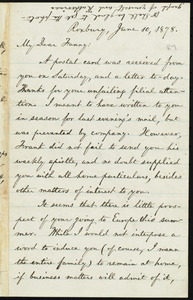 Letter from William Lloyd Garrison, Roxbury, [Mass.], to Fanny Garrison Villard, June 10, 1878