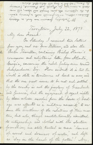 Letter from William Lloyd Garrison, Tarrytown, [N.Y.], to Francis Jackson Garrison, July 22, 1878