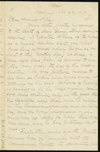 Letter from William Lloyd Garrison, Roxbury, [Mass.], to George Whittemore Stacy, Oct. 23, 1878