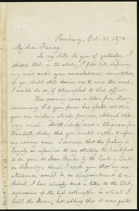 Letter from William Lloyd Garrison, Roxbury, [Mass.], to Fanny Garrison Villard, Oct. 31, 1878