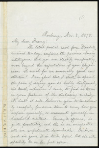 Letter from William Lloyd Garrison, Roxbury, [Mass.], to Fanny Garrison Villard, Nov. 3, 1878
