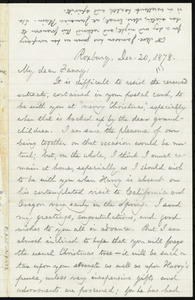 Letter from William Lloyd Garrison, Roxbury, [Mass.], to Fanny Garrison Villard, Dec. 20, 1878