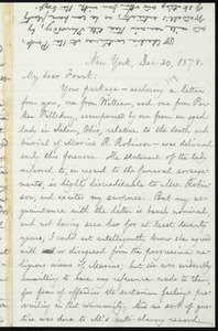 Letter from William Lloyd Garrison, New York, to Francis Jackson Garrison, Dec. 30, 1878