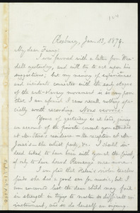 Letter from William Lloyd Garrison, Roxbury, [Mass.], to Fanny Garrison Villard, Jan. 13, 1879